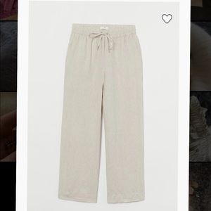 H&M wide leg linen drawstring pants pockets size8